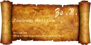 Zsolnay Melitta névjegykártya
